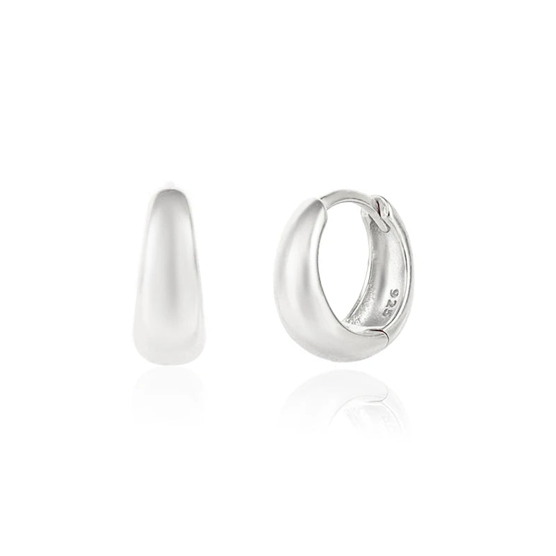 925 Silver Punk Circle Hoop Earrings Hip Hop Rock Jewelry