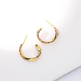 925 Silver Colorful Zircon Rotate Earrings, Wedding Jewelry