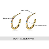 925 Silver Colorful Zircon Rotate Earrings, Wedding Jewelry