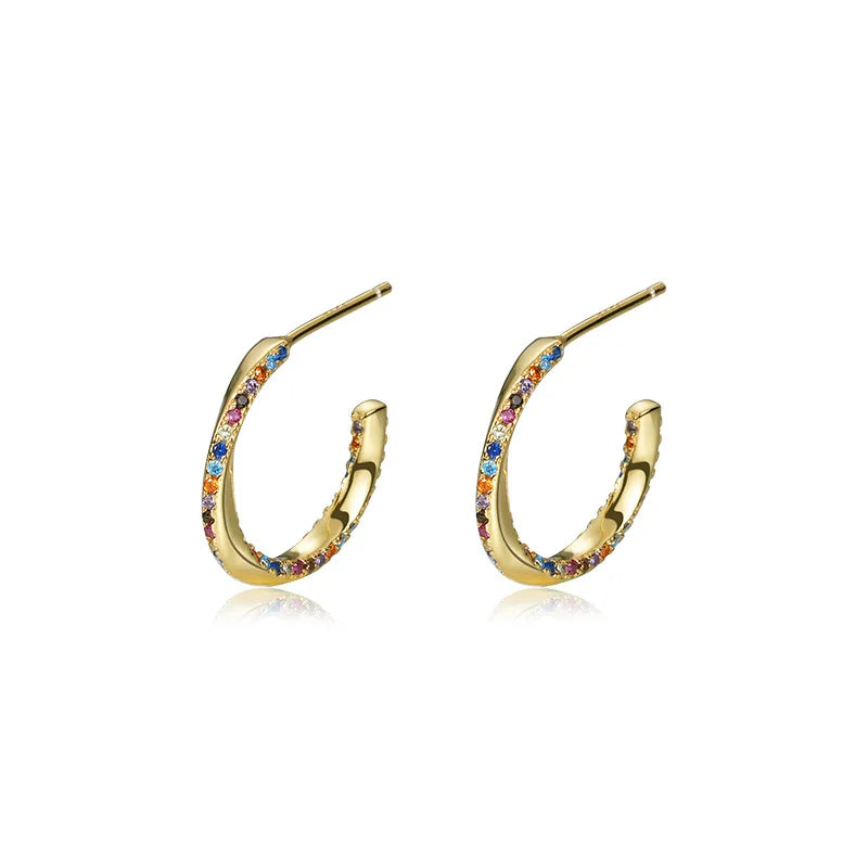 925 Silver Colorful Zircon Rotate Earrings, Wedding Jewelry