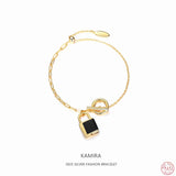925 Silver Letter Lock Chain Bracelet for Women