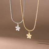 925 Silver Flower Zircon Necklace for Women Birthday Gift