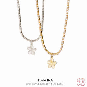 925 Silver Flower Zircon Necklace for Women Birthday Gift