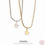 925 Silver Flower Zircon Necklace for Women Birthday Gift