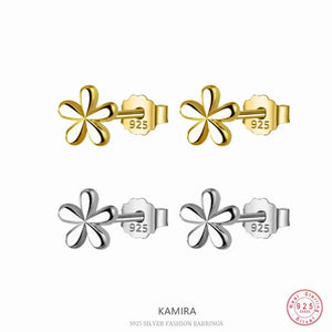 925 Silver Flower Shape Stud Earrings Romantic Jewelry