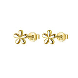 925 Silver Flower Shape Stud Earrings Romantic Jewelry