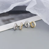 925 Silver Zircon Hoop Earrings Women Party Fine Jewelry