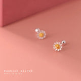 Sterling Silver Daisy Spiral Stud Earrings Anniversary Gift