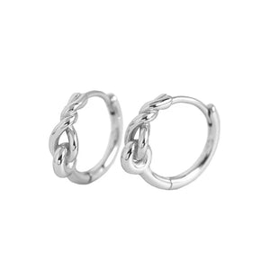 925 Silver Gothic Knotted Round Hoop Earrings for Women Party Punk Jewelry