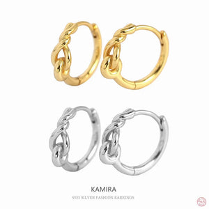 925 Silver Gothic Knotted Round Hoop Earrings for Women Party Punk Jewelry