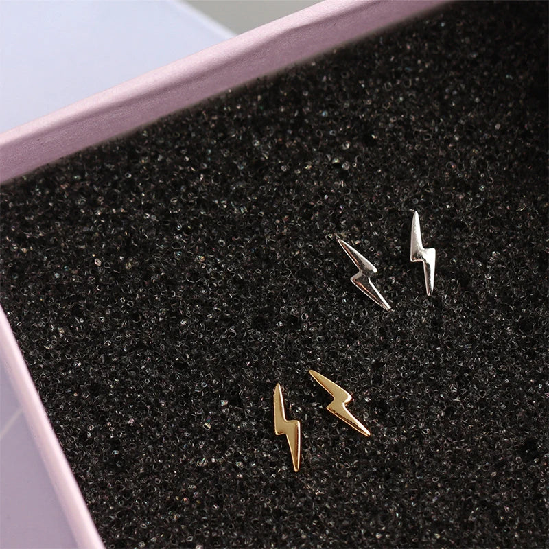 925 Silver Vintage Lightning Stud Earrings for Women