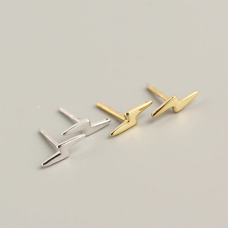 925 Silver Vintage Lightning Stud Earrings for Women