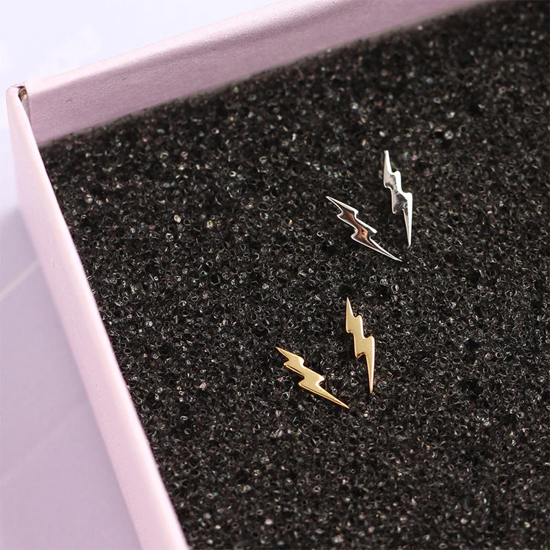 925 Silver Vintage Lightning Stud Earrings for Women
