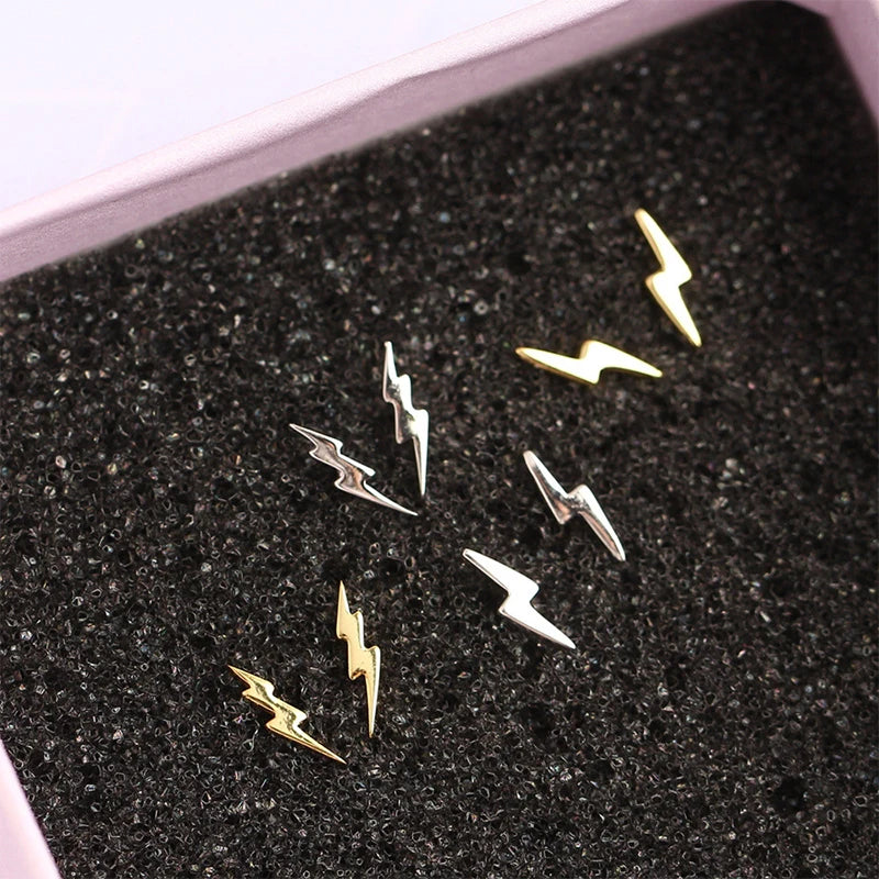 925 Silver Vintage Lightning Stud Earrings for Women