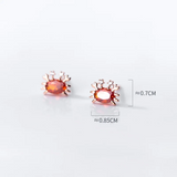 925 Silver Red Zircon Crab Stud Earrings for Women