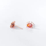 925 Silver Red Zircon Crab Stud Earrings for Women
