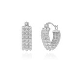 925 Silver Spiket Rivet French Hoop Earrings for Women