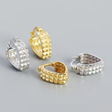 925 Silver Spiket Rivet French Hoop Earrings for Women
