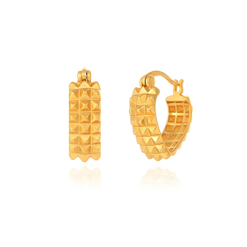 925 Silver Spiket Rivet French Hoop Earrings for Women