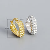 925 Silver Spiket Rivet French Hoop Earrings for Women