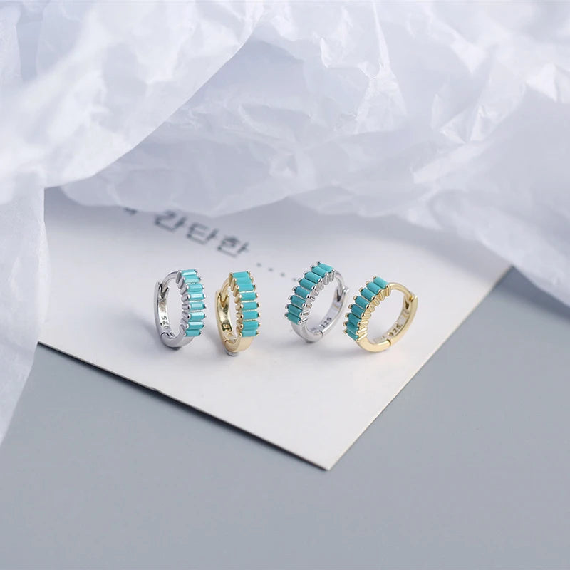 925 Sterling Silver Rainbow Zircon Round Stud Earrings Gothic Jewelry