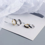 925 Sterling Silver Rainbow Zircon Round Stud Earrings Gothic Jewelry