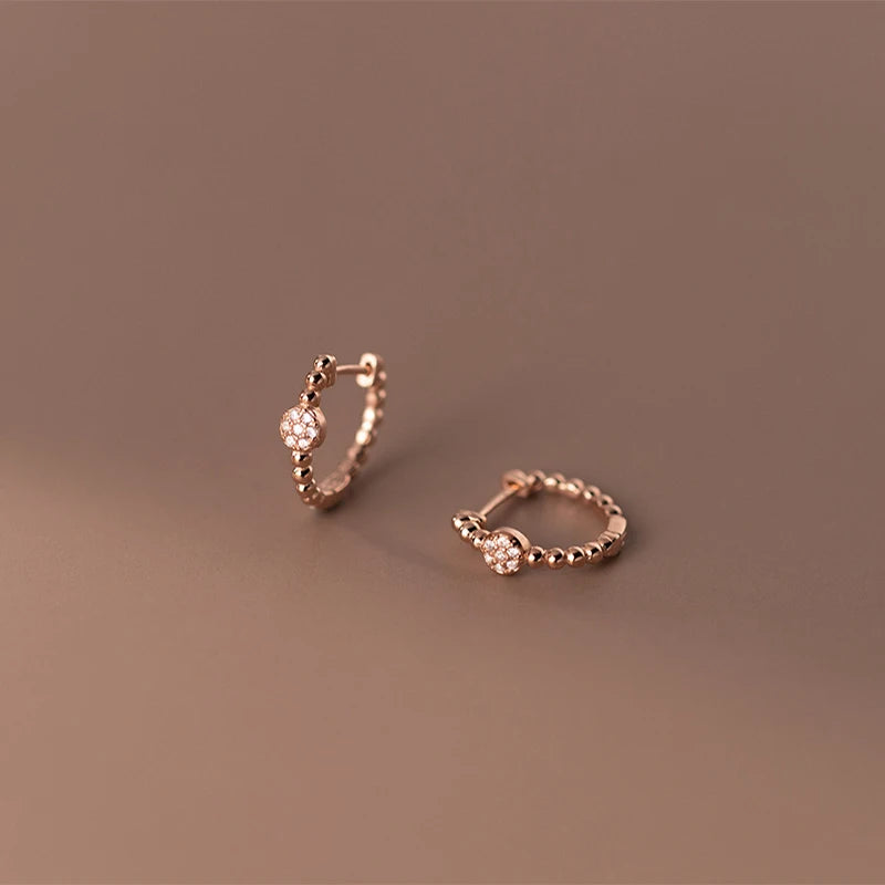 925 Silver Vintage Zircon Huggie Hoop Earrings for Women