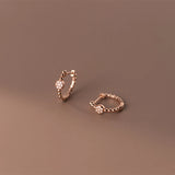 925 Silver Vintage Zircon Huggie Hoop Earrings for Women