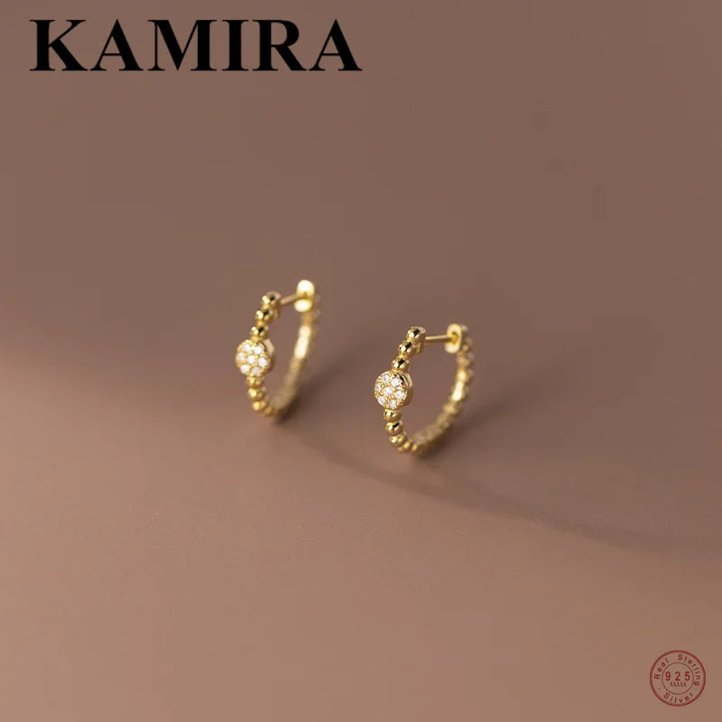 925 Silver Vintage Zircon Huggie Hoop Earrings for Women