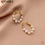 925 Silver Vintage Baroque Pearl Huggie Stud Earrings