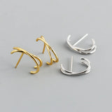 925 Silver Vintage Geometric Cross Stud Earrings for Women