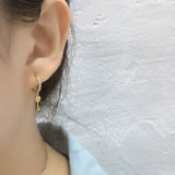 925 Sterling Silver Vintage Love Heart Key Tassel Stud Earrings for Women