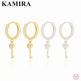 925 Sterling Silver Vintage Love Heart Key Tassel Stud Earrings for Women