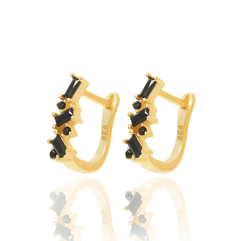 925 Silver Vintage Square U Colour Zircon Stud Earrings for Women
