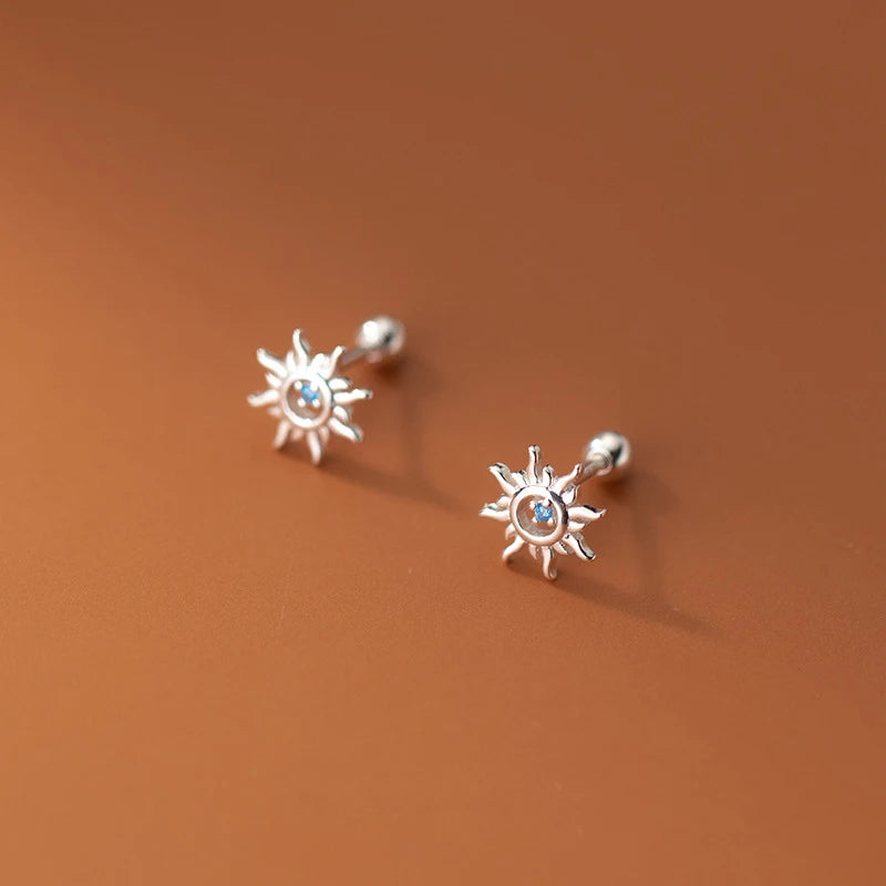 Vintage Sun Zircon Stud Earrings for Women