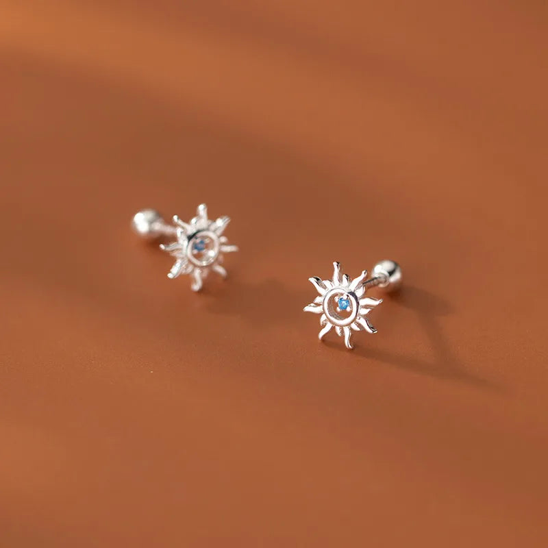 Vintage Sun Zircon Stud Earrings for Women