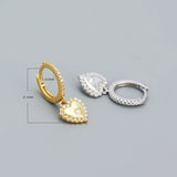 925 Silver Zircon Heart Stud Earrings Women Party Banquet Birthday Gift