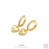 925 Silver Zircon Heart Stud Earrings Women Party Banquet Birthday Gift