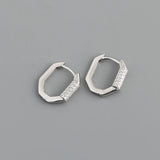 925 Silver Crystal Small Hoop Earrings Geometric CZ Wedding Jewelry