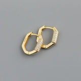 925 Silver Crystal Small Hoop Earrings Geometric CZ Wedding Jewelry
