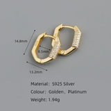 925 Silver Crystal Small Hoop Earrings Geometric CZ Wedding Jewelry