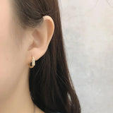 925 Silver Crystal Small Hoop Earrings Geometric CZ Wedding Jewelry