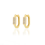 925 Silver Crystal Small Hoop Earrings Geometric CZ Wedding Jewelry