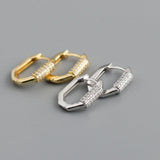 925 Silver Crystal Small Hoop Earrings Geometric CZ Wedding Jewelry