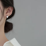 925 Silver Heart Earrings with Zircon, Elegant Gift