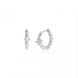 925 Silver Twist Charm Hoop Earrings Vintage Jewelry