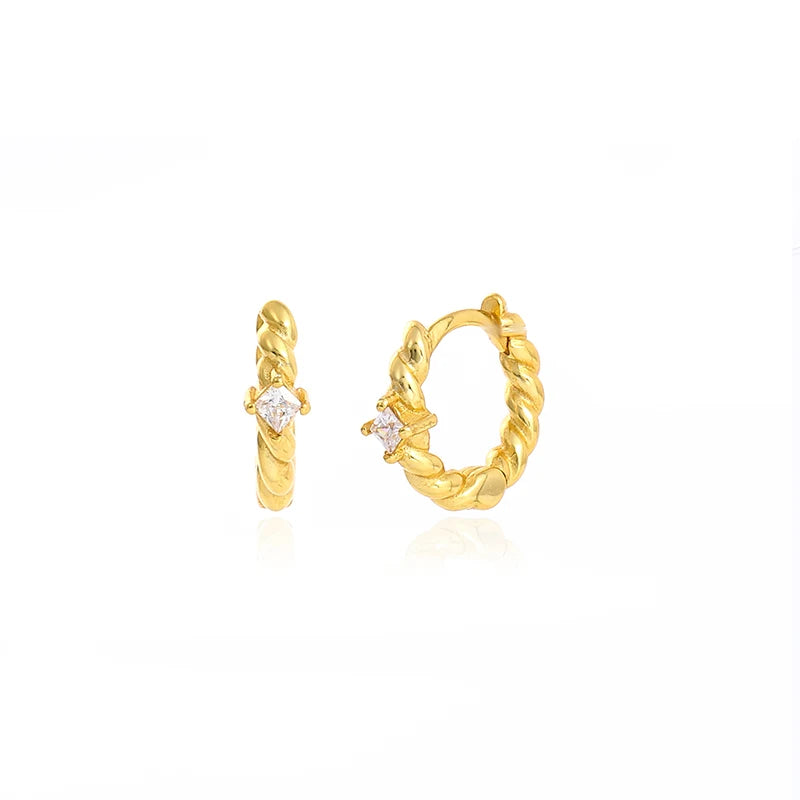 925 Silver Twist Charm Hoop Earrings Vintage Jewelry