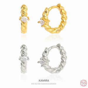 925 Silver Twist Charm Hoop Earrings Vintage Jewelry