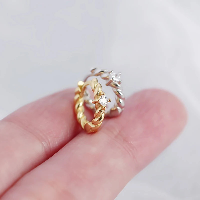 925 Silver Twist Charm Hoop Earrings Vintage Jewelry