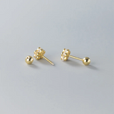 925 Silver Zircon Flowers Stud Earrings For Women